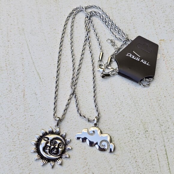 PTLHZ ✦ Sun & Cloud Charms Necklace Set ✦ Silver Rope Chains Celestial NWT - Picture 9 of 9